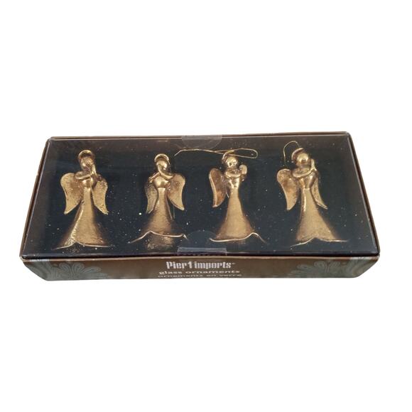 Pier 1 Imports Glass Angel Ornaments Set of 4 Gold Color - Picture 2 of 5